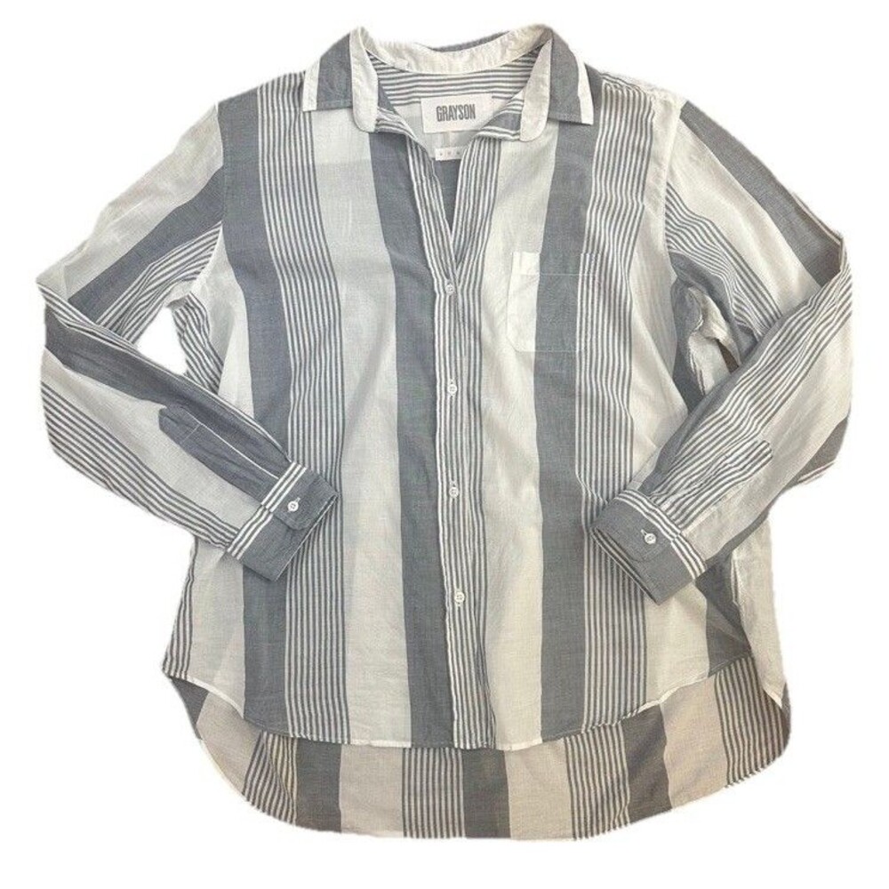 Grayson The Hero Striped Cotton Button Down Shirt Women’s Size 1 Or XS